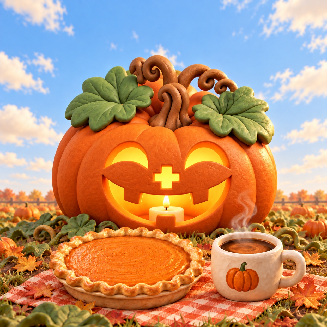 Pumpkin pie, coffee, and a glowing giant.